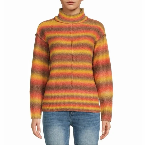 beachlunchlounge Sedona Spacedye Striped Mockneck Relaxed Pullover Knit Sweater - Picture 2 of 15